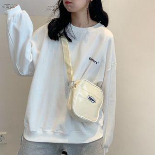 Long-sleeve Print Round-neck Top White - One Size