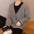 Striped Cardigan / Long-sleeve T-shirt