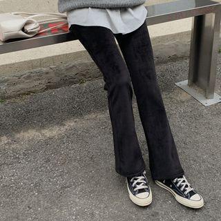Boot-cut Velour Pants Black - One Size