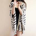 Geometric Print Open-front Knit Cardigan