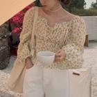 Off-shoulder Floral Blouse Yellow Floral - White - One Size