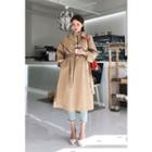 Open-front Slit-side Trench Coat With Sash