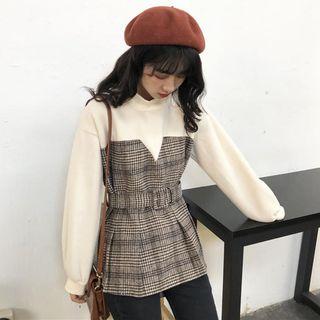 Check Mock-two Long-sleeve Pullover