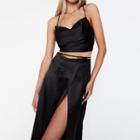 Set: Cropped Camisole Top + Tie-waist Midi Wrap Skirt