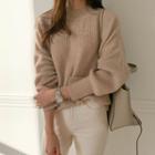 Boxy-fit Ribbed Sweater Beige - One Size