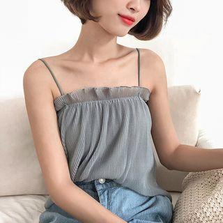 Frill Trim Spaghetti Strap Chiffon Top