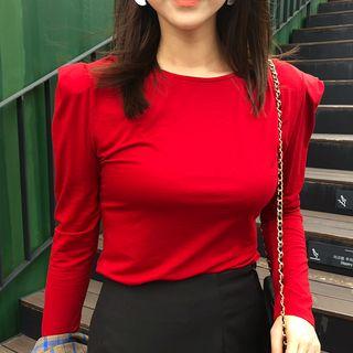 Sharp-shoulder Shirred Top