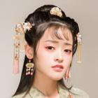Set Of 5: Alloy Floral Headpiece + Hair Claw + Hair Pin + Earring Set - Hair Accessories - One Size