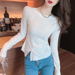 Asymmetrical Panel Long-sleeve T-shirt
