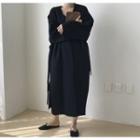 Open-front Tie-waist Long Coat