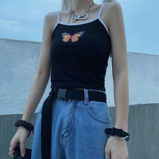 Spaghetti Strap Butterfly Print Top