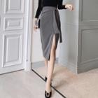High-waist Split Drawstring A-line Skirt