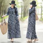 Long-sleeve Pattern Maxi Dress