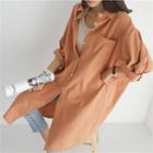 Shirred-back Oversized Long Shirt