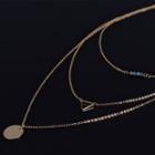 Disc Pendant Layered Alloy Necklace C0658 - Gold - One Size
