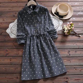 Fleece-lined A-line Collared Dress