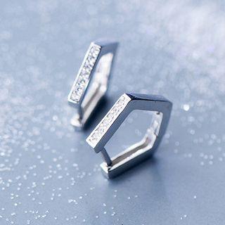 925 Sterling Silver Pentagon Earring