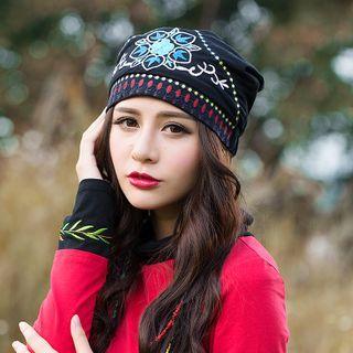 Floral Embroidered Beanie