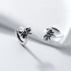 Bow Sterling Silver Hoop Earring 1 Pair - S925 Silver - Silver - One Size