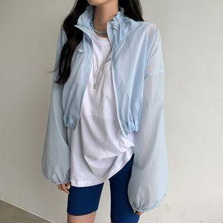 Drawstring-hem Crop Windbreaker