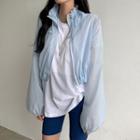 Drawstring-hem Crop Windbreaker