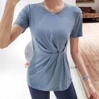 Short-sleeve Asymmetric Crinkled Sports T-shirt