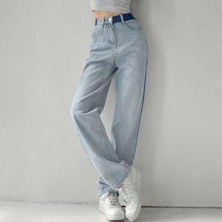 Color Block Panel High-waist Shift Jeans