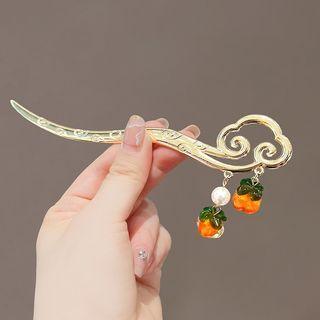 Pumpkin Faux Pearl Alloy Hair Stick Gold - One Size