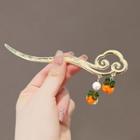 Pumpkin Faux Pearl Alloy Hair Stick Gold - One Size