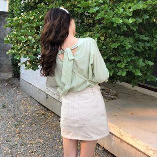 Elbow-sleeve Overhead Blouse