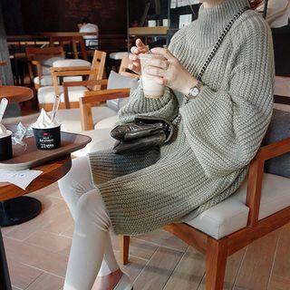 Mock Neck Chunky-knit Mini Sweater Dress