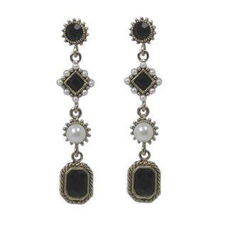 Faux-gem Tier Earrings Navy Blue - One Size