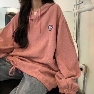 Long-sleeve Patch Corduroy Hoodie