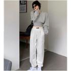 Cropped Sweatshirt / Plain Harem Pants