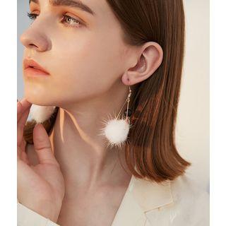 Pom Pom Drop Earring 1 Pair - White - One Size