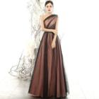 One Shoulder Mesh A-line Gown