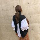 Turtleneck Slit-back Knit Vest