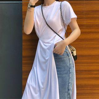 Plain Open-side Short-sleeve Top