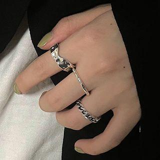 Set Of 3: Ring Set - Silver - One Size
