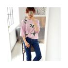 Elbow-sleeve Tassel Appliqu  T-shirt