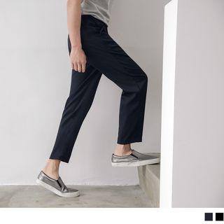Elastic-waist Back Straight-leg Pants