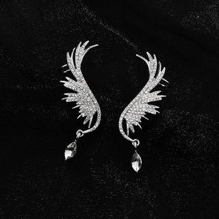 Rhinestone Wings Earring 1 Pair - As Shown In Figure - One Size