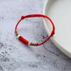 Woven Red String Bracelet As Shown In Figure - One Size