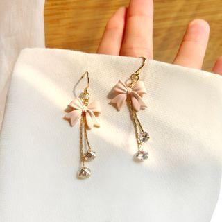 Bow Rhinestone Alloy Fringed Earring 1 Pair - Gold - One Size