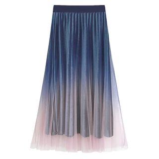 Midi Accordion Pleat Gradient Skirt