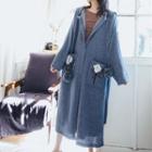 Rose Embroidered Hooded Long Cardigan