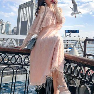 Cold-shoulder Midi A-line Dress