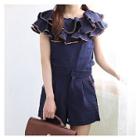 Set: Ruffled Sleeveless Top + Shorts