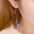 Star Threader Earring 1 Pair - Faux Crystal - Blue - One Size