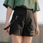 Letter Embroidered Straight-cut Shorts
